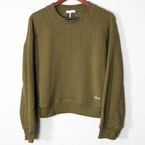 Rag & Bone Cropped Sweatshirt Olive Green Size L Minimalist Renaissance NWT